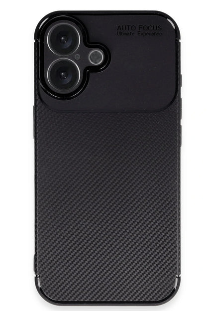 Newface Apple iPhone 16 Plus Kılıf Auto Focus Karbon Kapak - Siyah