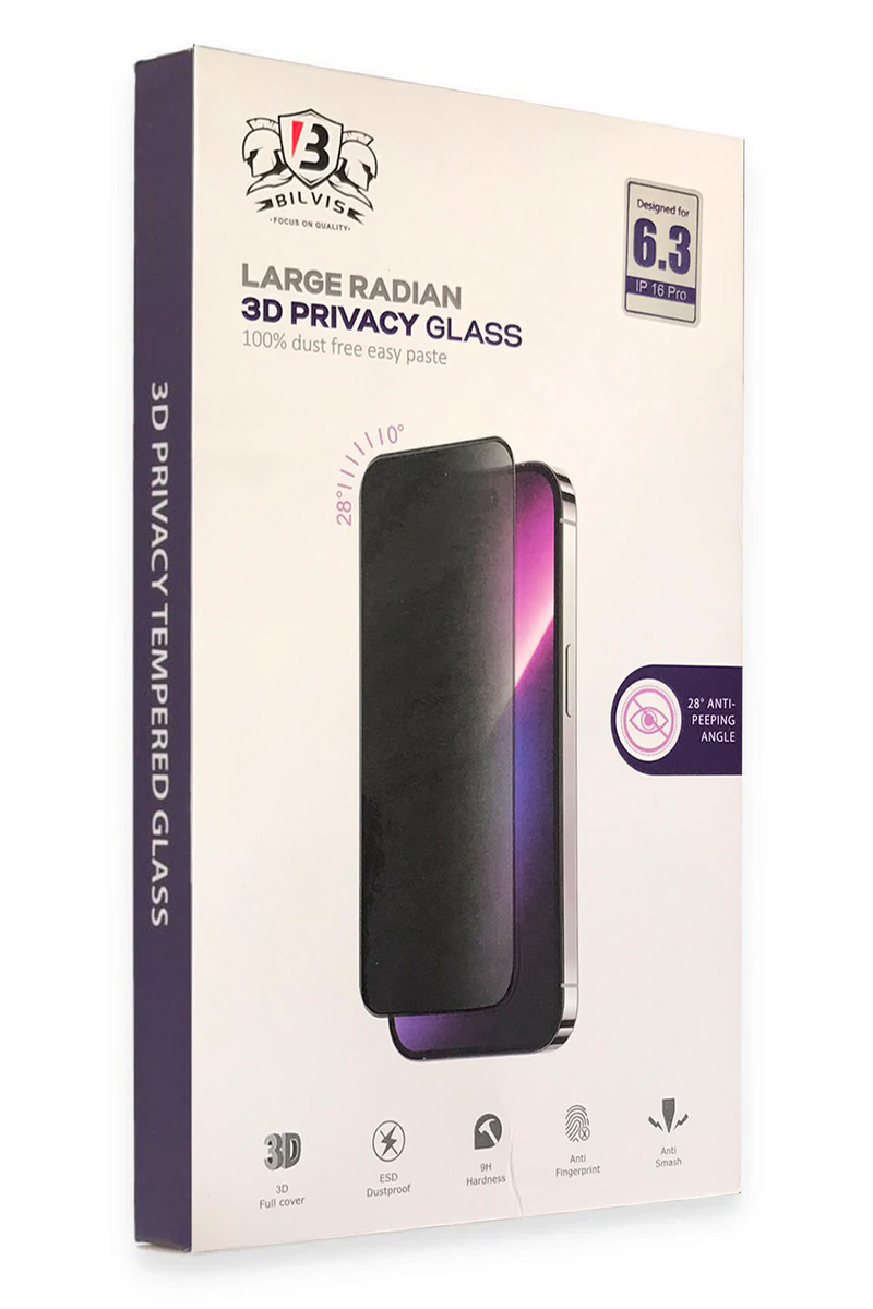 Newface Apple iPhone 16 Pro Bilvis 3D Radian Hayalet Cam Ekran Koruyucu