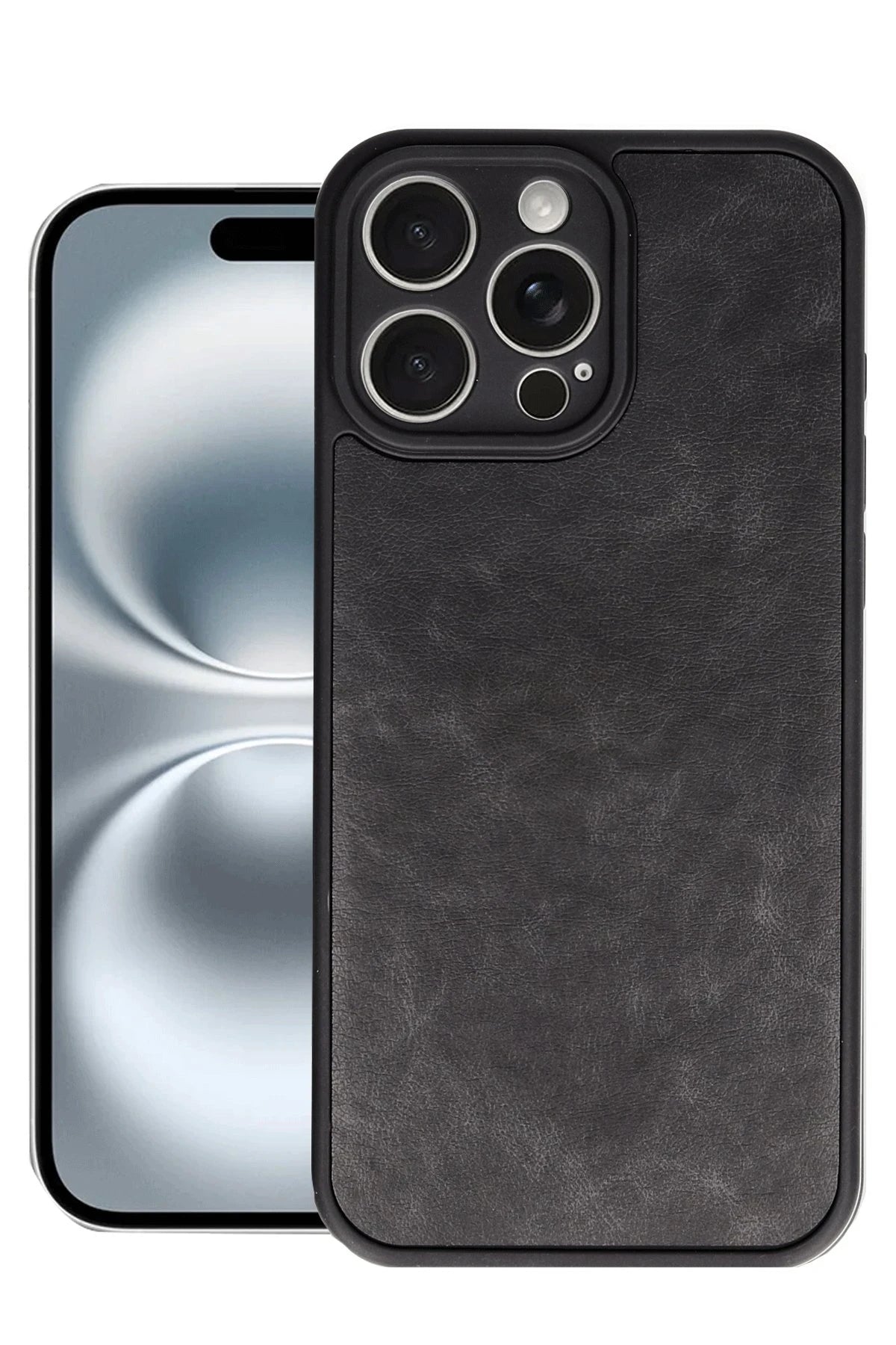 Newface Apple iPhone 16 Pro Kılıf Aras Deri Kapak - Siyah