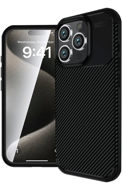 Newface Apple iPhone 16 Pro Kılıf Auto Focus Karbon Kapak - Siyah