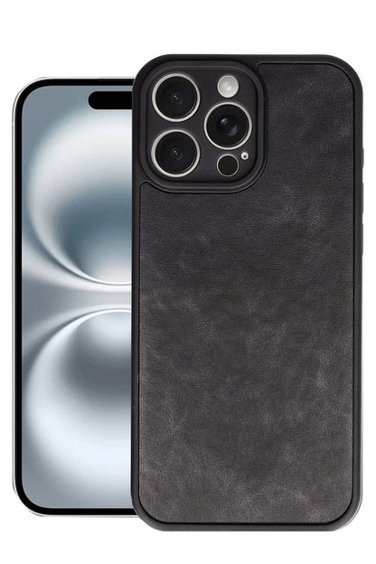 Newface Apple iPhone 16 Pro Max Kılıf Aras Deri Kapak - Siyah