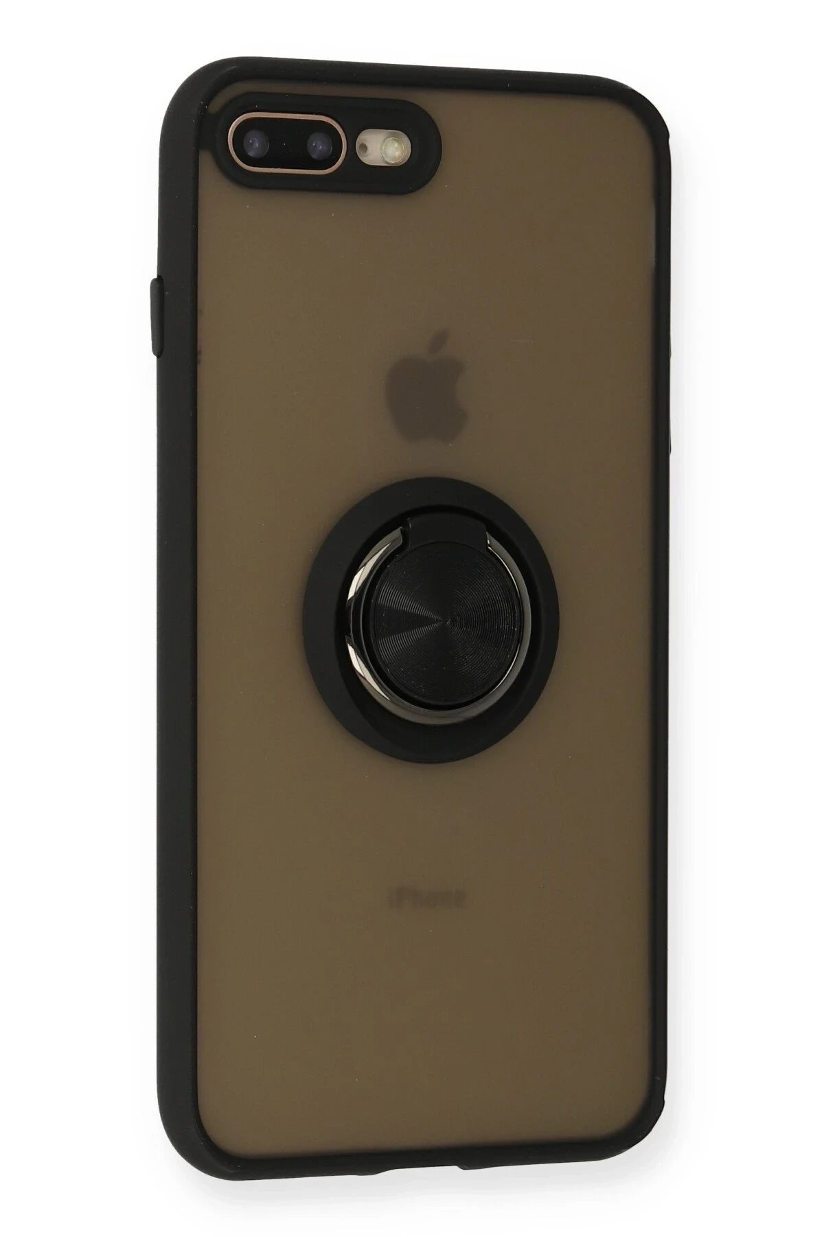 Newface Apple iPhone 7 Plus Kılıf Montreal Yüzüklü Silikon Kapak - Siyah