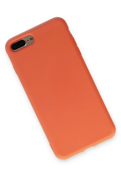 Newface Apple iPhone 7 Plus Kılıf Nano içi Kadife Silikon - Turuncu