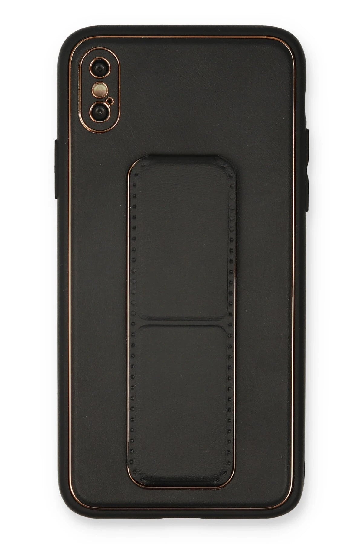 Newface Apple iPhone XS Max Kılıf Coco Deri Standlı Kapak - Siyah