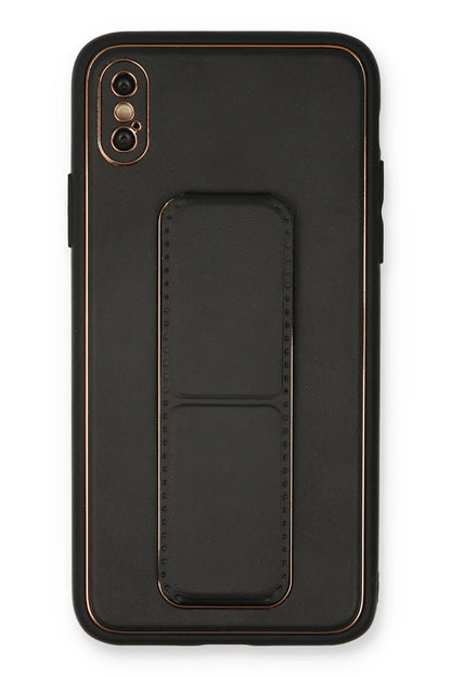 Newface Apple iPhone XS Max Kılıf Coco Deri Standlı Kapak - Siyah