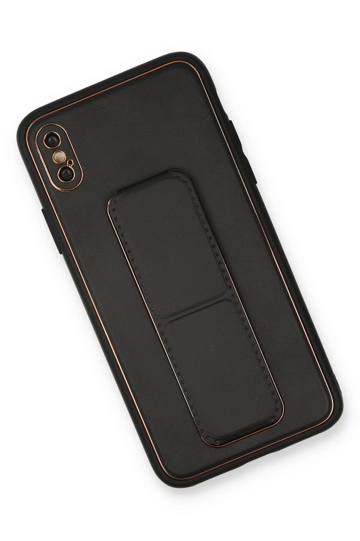 Newface Apple iPhone XS Max Kılıf Coco Deri Standlı Kapak - Siyah