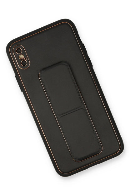 Newface Apple iPhone XS Max Kılıf Coco Deri Standlı Kapak - Siyah