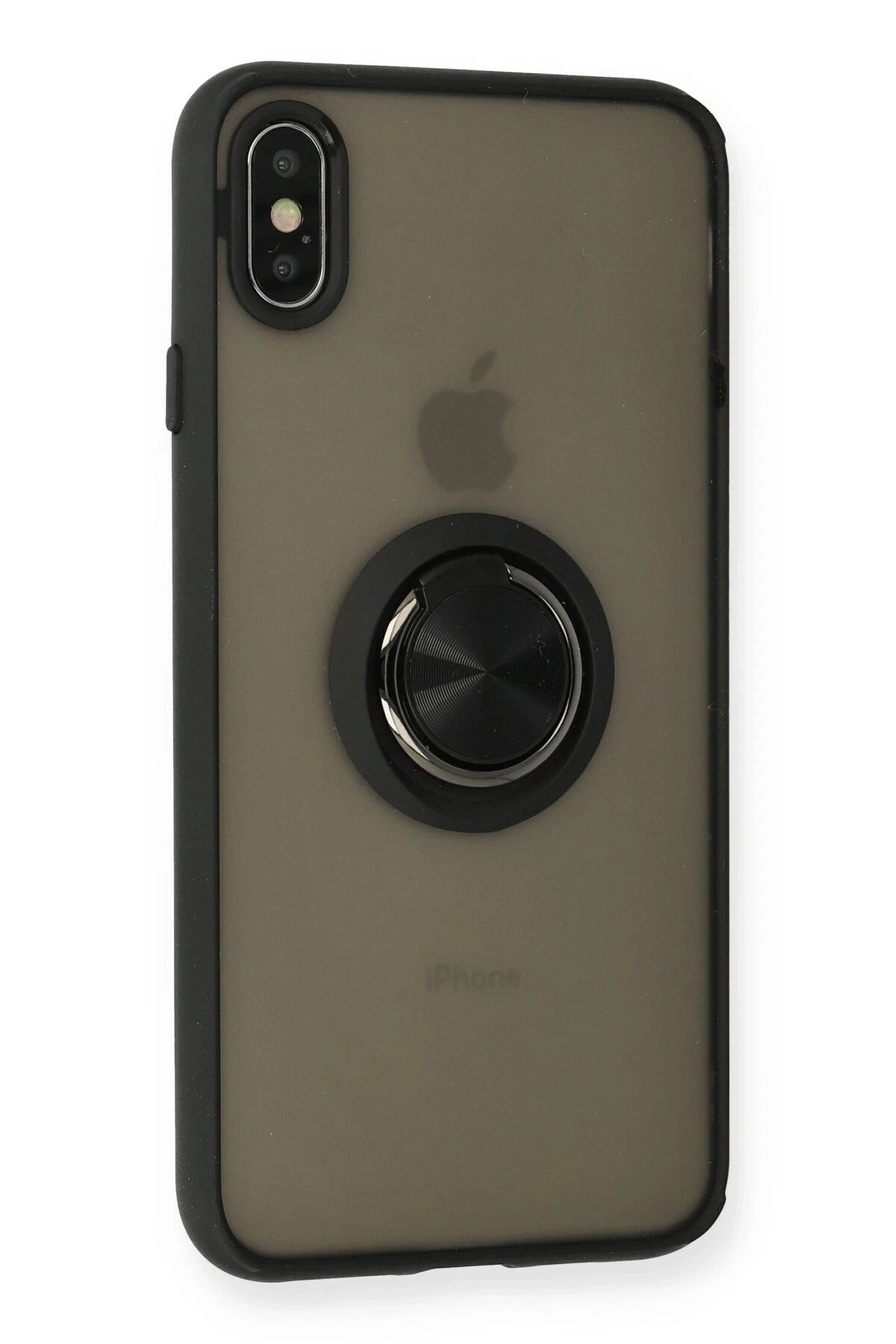 Newface Apple iPhone XS Max Kılıf Montreal Yüzüklü Silikon Kapak - Siyah