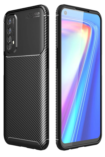 Newface Realme 7 Kılıf Auto Focus Karbon Kapak - Siyah
