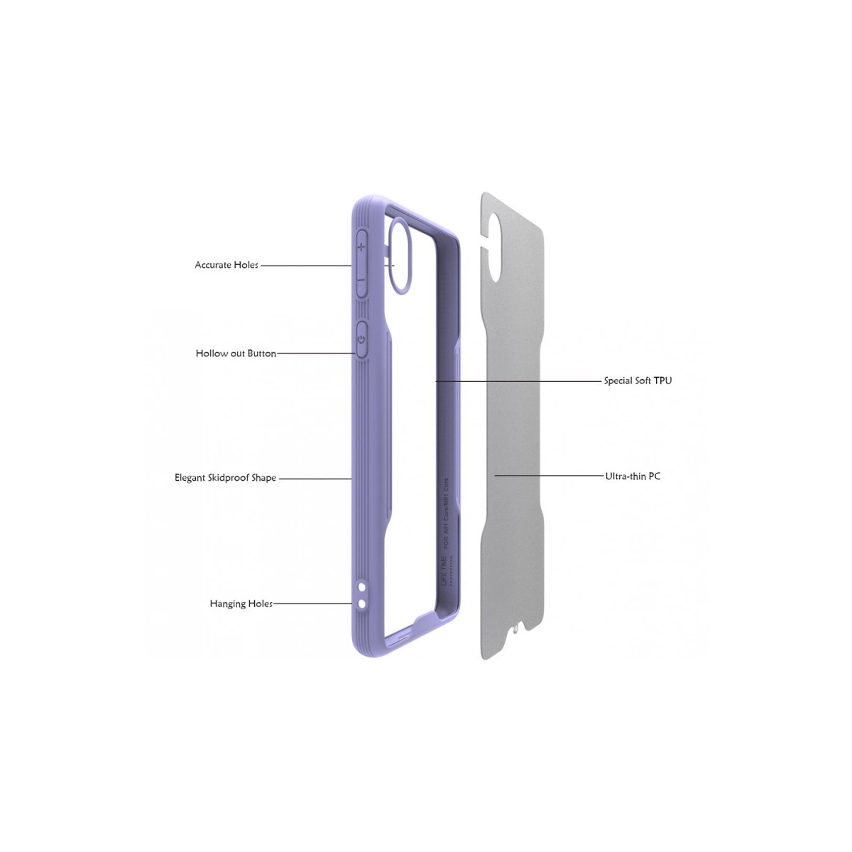 Newface Samsung Galaxy A01 Core Kılıf Platin Silikon - Mavi