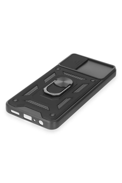 Newface Samsung Galaxy A04E Kılıf Pars Lens Yüzüklü Silikon - Siyah