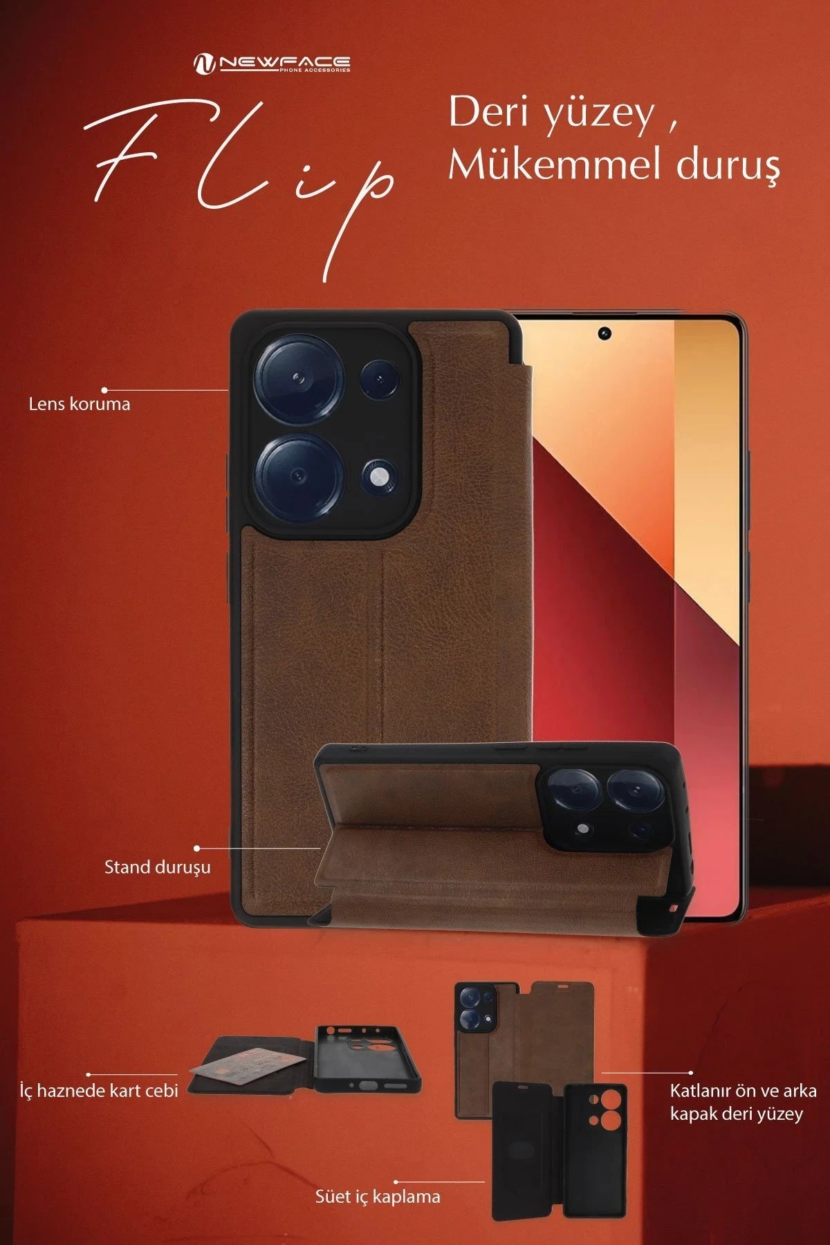 Newface Samsung Galaxy A15 4G Kılıf Flip Cover - Siyah