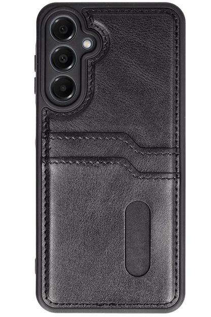 Newface Samsung Galaxy A16 5G Kılıf Sara Kartvizitli Deri Kılıf - Siyah