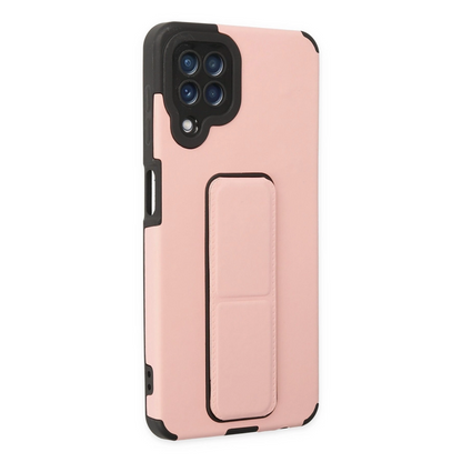 Newface Samsung Galaxy A22 Kılıf Mega Standlı Silikon - Pudra