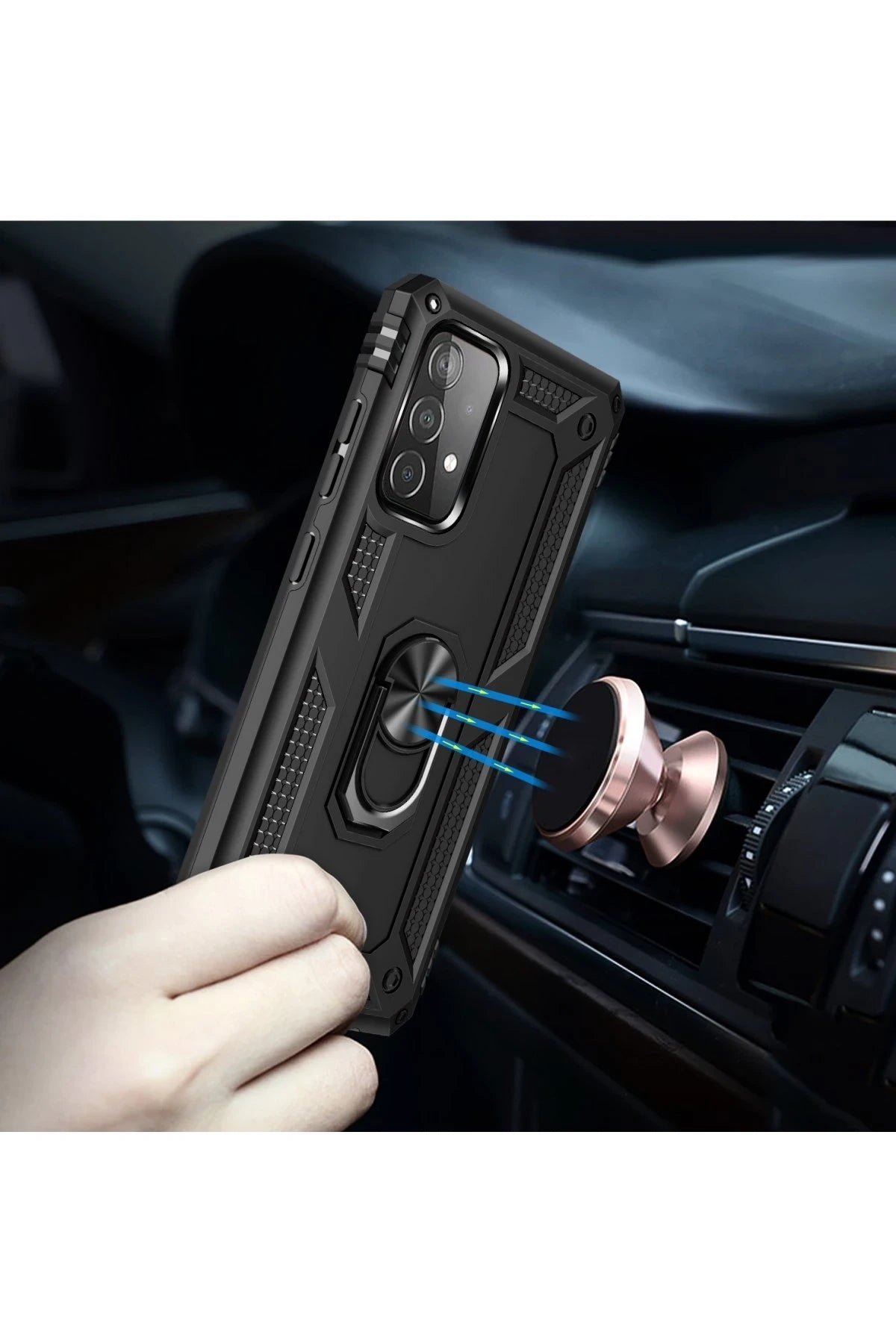 Newface Samsung Galaxy A33 5G Kılıf Sofya Yüzüklü Silikon Kapak - Siyah