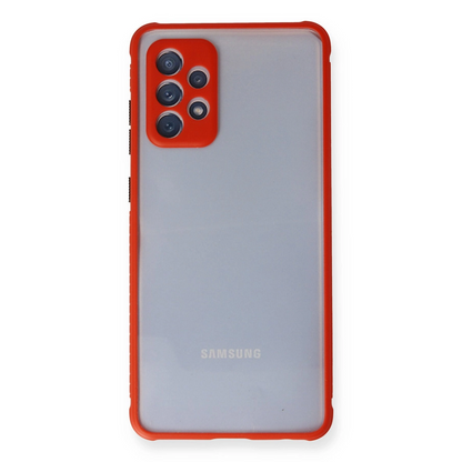 Newface Samsung Galaxy A72 Kılıf Miami Şeffaf Silikon - Kırmızı