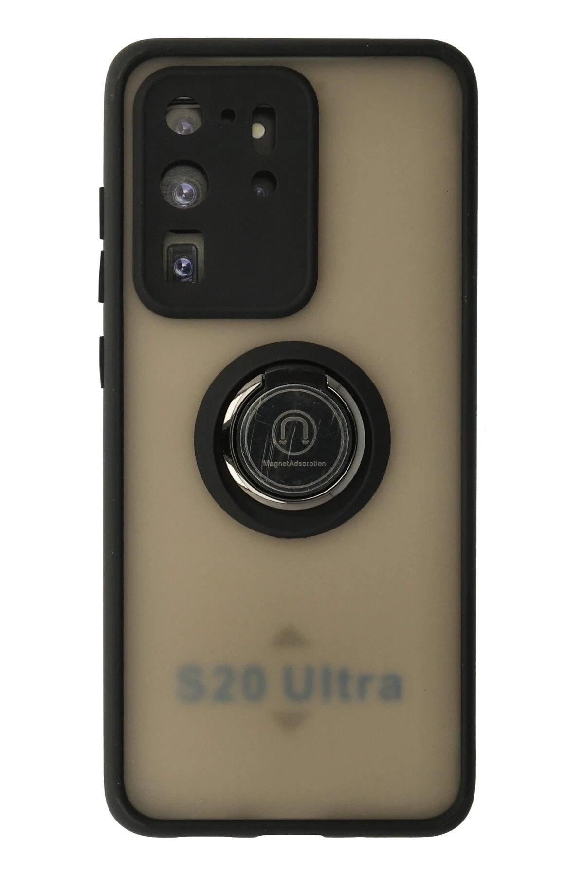 Newface Samsung Galaxy S20 Ultra Kılıf Montreal Yüzüklü Silikon Kapak - Siyah