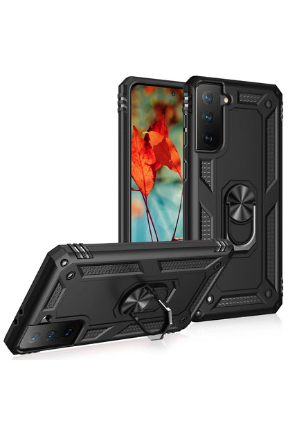 Newface Samsung Galaxy S21 Plus Kılıf Sofya Yüzüklü Silikon Kapak - Siyah