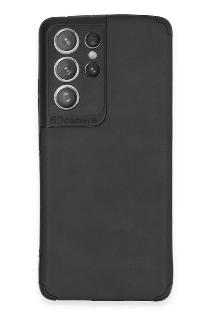 Newface Samsung Galaxy S21 Ultra Kılıf Loop Deri Silikon - Siyah