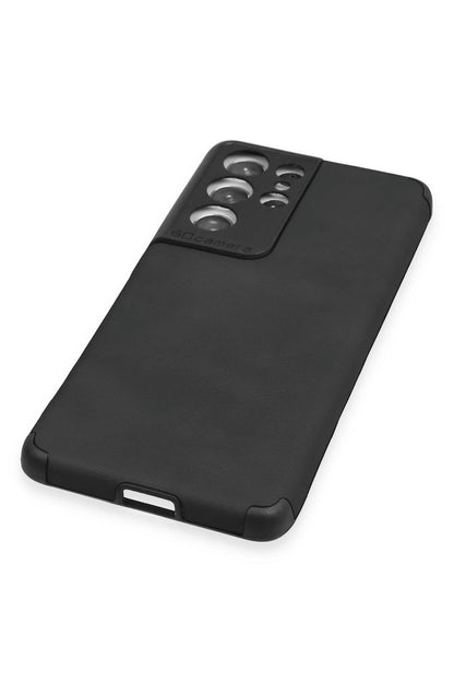 Newface Samsung Galaxy S21 Ultra Kılıf Loop Deri Silikon - Siyah
