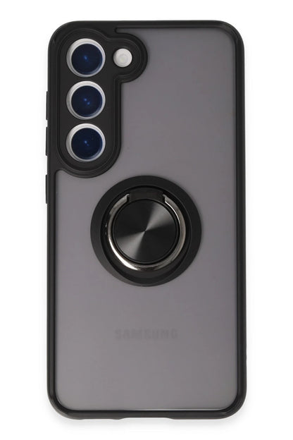 Newface Samsung Galaxy S23 Kılıf Montreal Yüzüklü Silikon Kapak - Siyah
