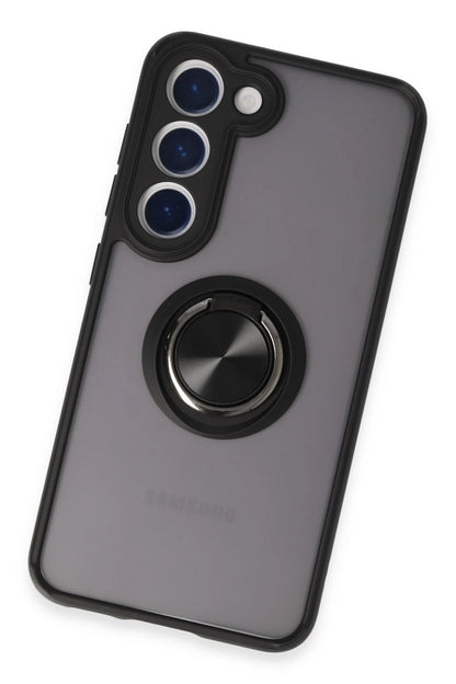 Newface Samsung Galaxy S23 Kılıf Montreal Yüzüklü Silikon Kapak - Siyah