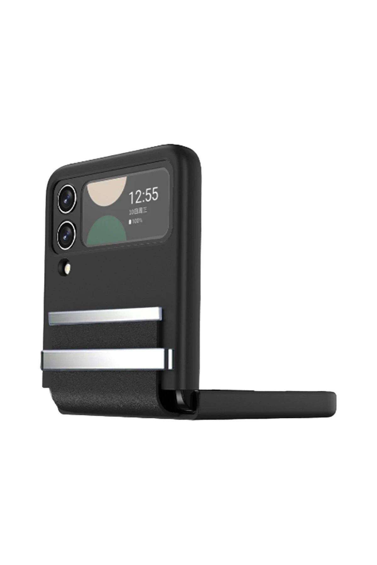 Newface Samsung Galaxy Z Flip 3 Kılıf Belt Flip Kapak - Siyah