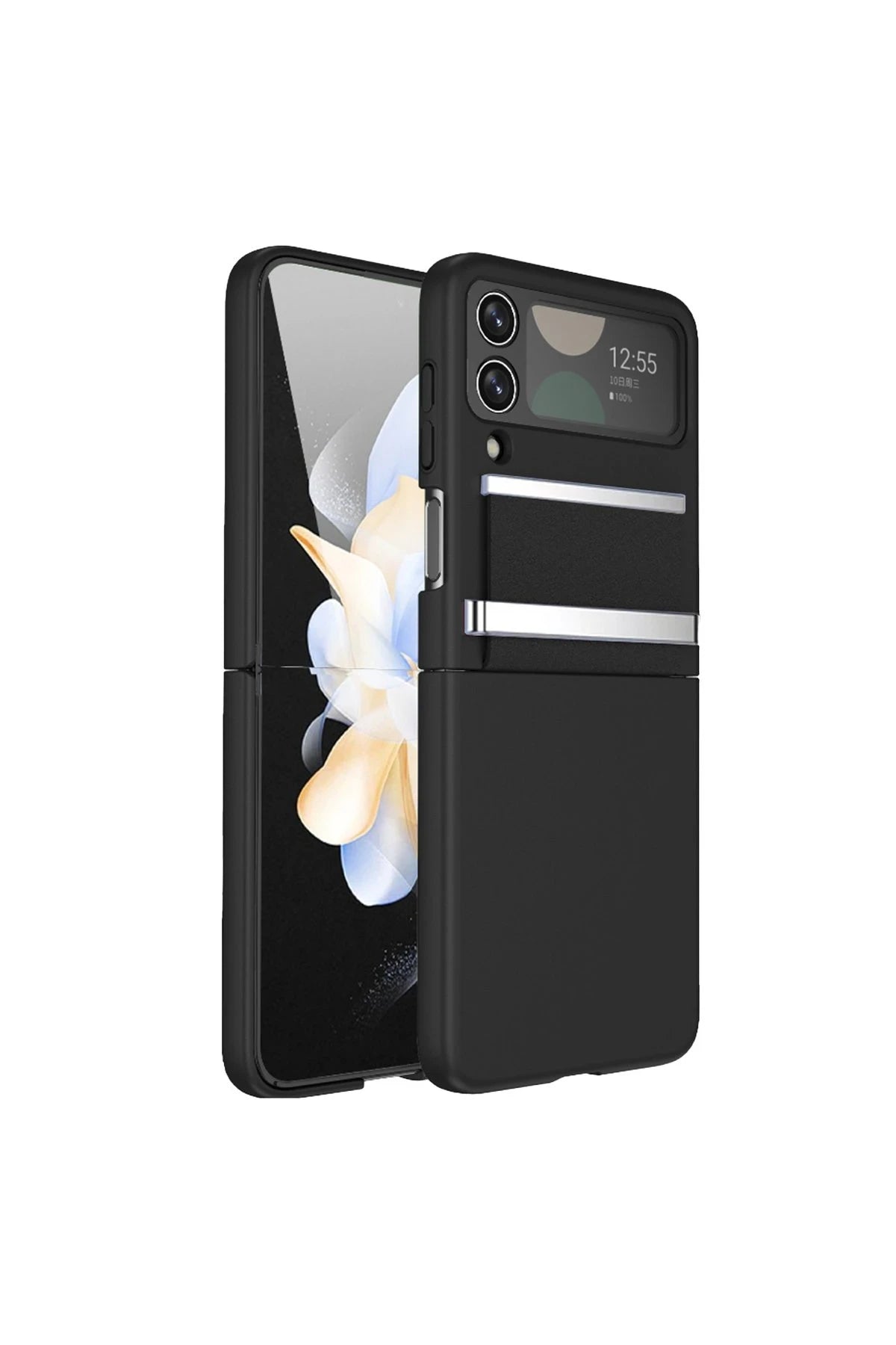Newface Samsung Galaxy Z Flip 3 Kılıf Belt Flip Kapak - Siyah