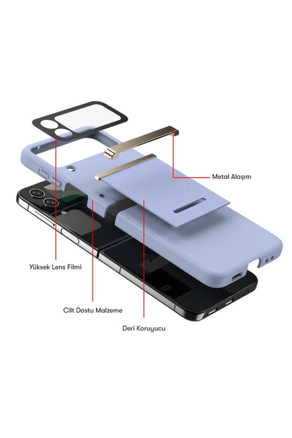Newface Samsung Galaxy Z Flip 3 Kılıf Belt Flip Kapak - Siyah