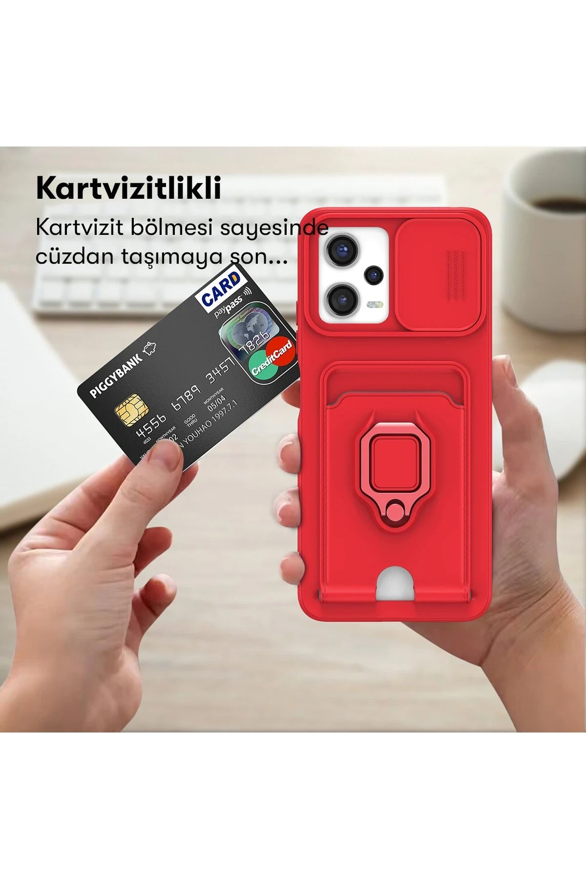 Newface Xiaomi Poco X5 5G Kılıf Zuma Kartvizitli Yüzüklü Silikon - Siyah