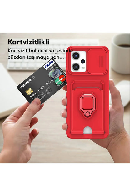 Newface Xiaomi Poco X5 5G Kılıf Zuma Kartvizitli Yüzüklü Silikon - Siyah