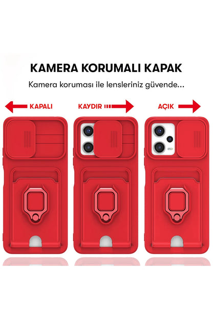 Newface Xiaomi Poco X5 5G Kılıf Zuma Kartvizitli Yüzüklü Silikon - Siyah