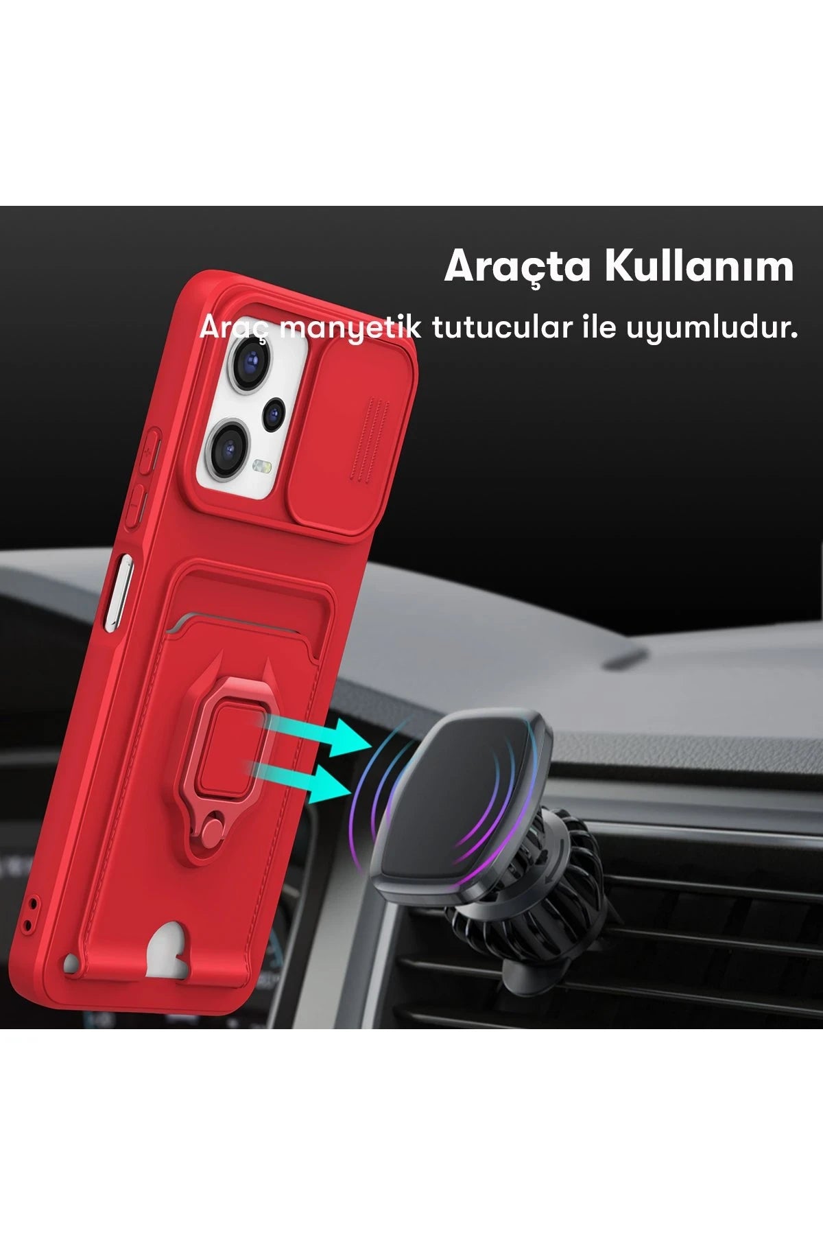 Newface Xiaomi Poco X5 5G Kılıf Zuma Kartvizitli Yüzüklü Silikon - Siyah
