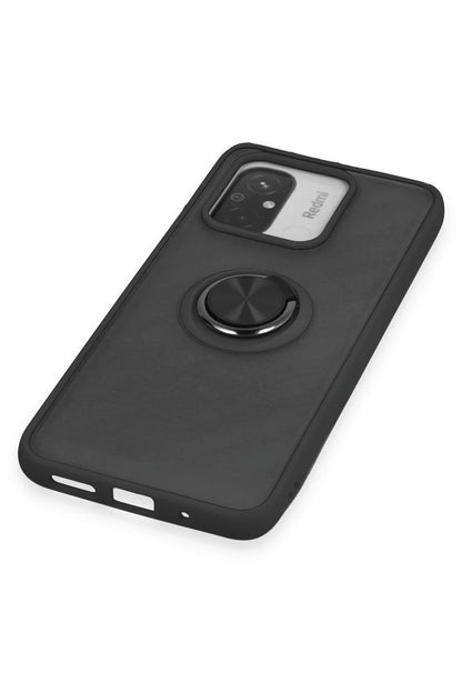 Newface Xiaomi Redmi 12C Kılıf Montreal Yüzüklü Silikon Kapak - Siyah