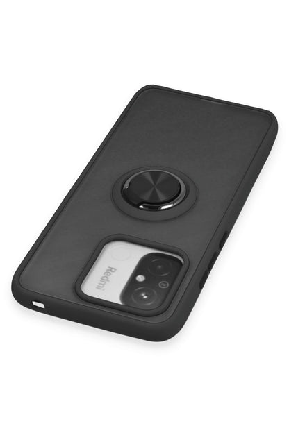 Newface Xiaomi Redmi 12C Kılıf Montreal Yüzüklü Silikon Kapak - Siyah