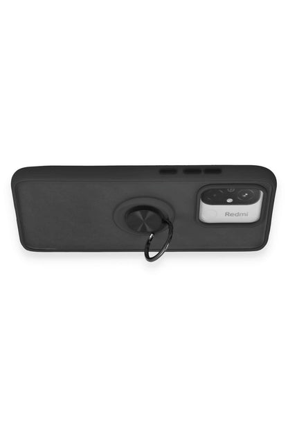 Newface Xiaomi Redmi 12C Kılıf Montreal Yüzüklü Silikon Kapak - Siyah