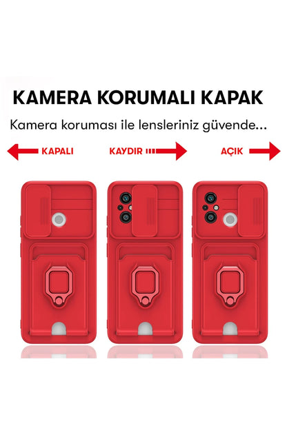 Newface Xiaomi Redmi 12C Kılıf Zuma Kartvizitli Yüzüklü Silikon - Siyah