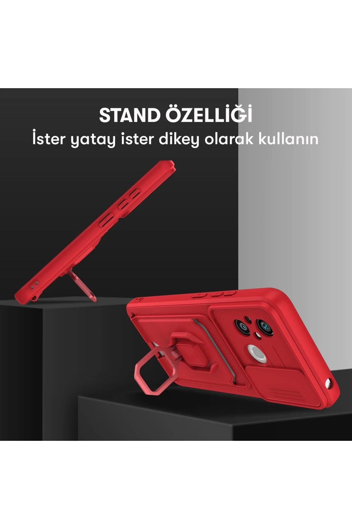 Newface Xiaomi Redmi 12C Kılıf Zuma Kartvizitli Yüzüklü Silikon - Siyah