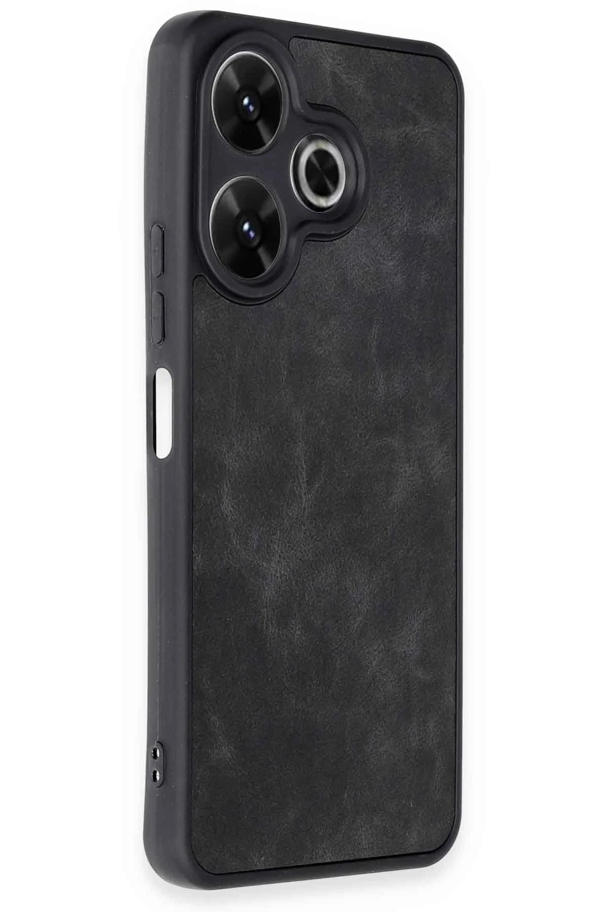 Newface Xiaomi Redmi 13 4G Kılıf Aras Deri Kapak - Siyah