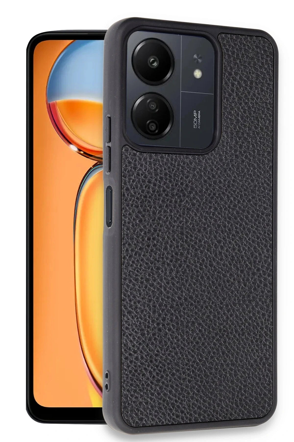 Newface Xiaomi Redmi 13C Kılıf Aras Deri Kapak - Siyah