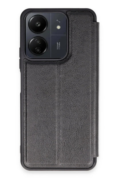 Newface Xiaomi Redmi 13C Kılıf Flip Cover - Siyah