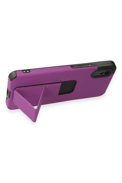 Newface Xiaomi Redmi 9A Kılıf Mega Standlı Silikon - Mor