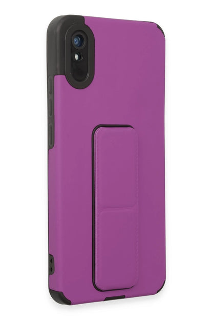 Newface Xiaomi Redmi 9A Kılıf Mega Standlı Silikon - Mor