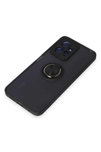Newface Xiaomi Redmi Note 12 4G Kılıf Montreal Yüzüklü Silikon Kapak - Siyah