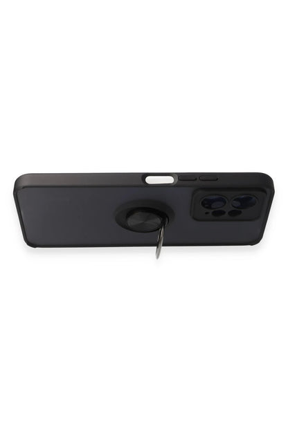 Newface Xiaomi Redmi Note 12 4G Kılıf Montreal Yüzüklü Silikon Kapak - Siyah