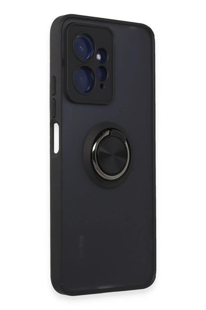 Newface Xiaomi Redmi Note 12 4G Kılıf Montreal Yüzüklü Silikon Kapak - Siyah