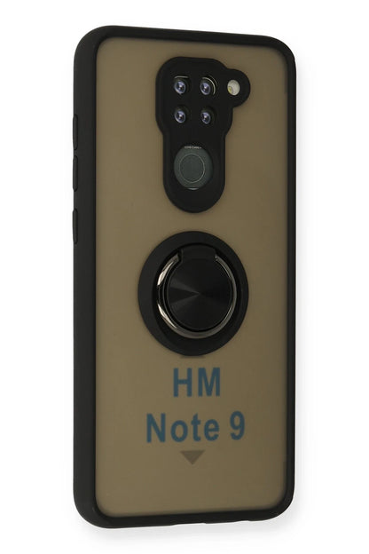 Newface Xiaomi Redmi Note 9 Kılıf Montreal Yüzüklü Silikon Kapak - Siyah