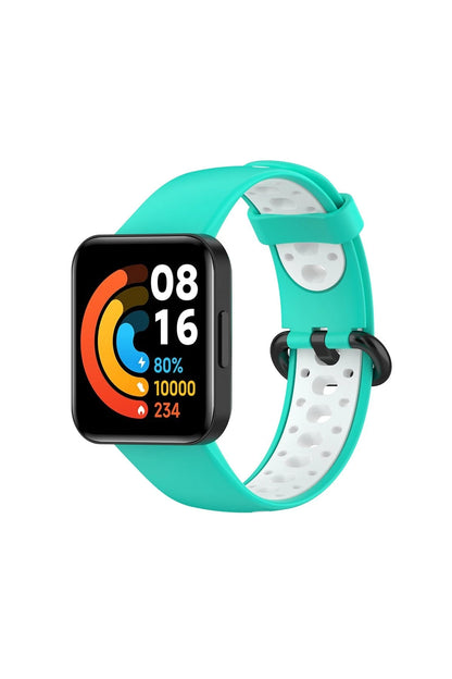 Newface Xiaomi Redmi Watch 2 Spor Delikli Kordon - Turkuaz-Beyaz