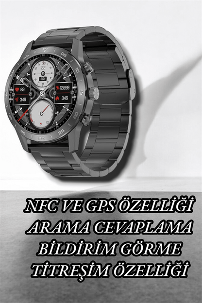NFC ve Kablosuz Şarjlı Akıllı Saat EKG, Nabız & Spor Modları ile iOS ve Android Uyumlu