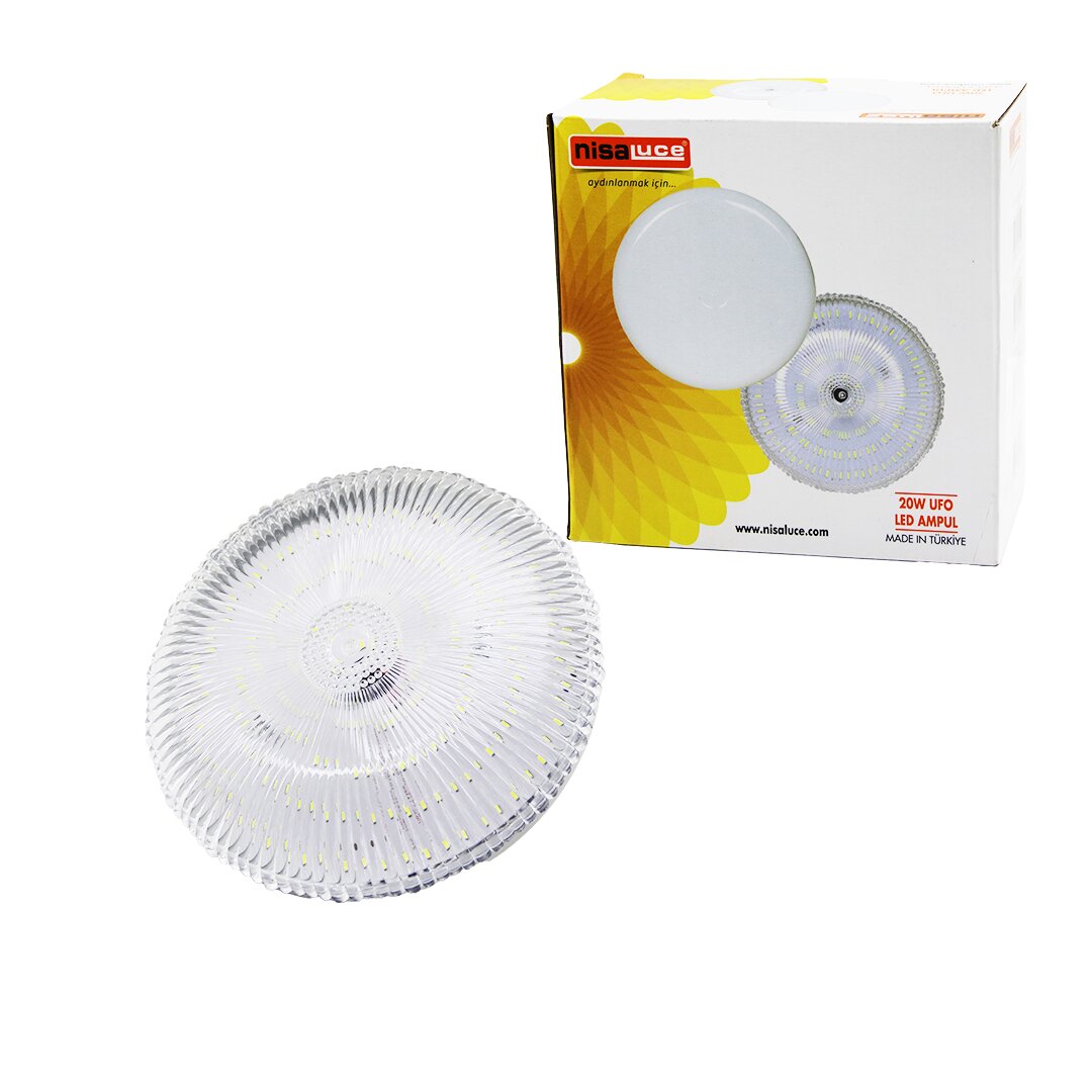 NİSALUCE EAMP-020K/B MİKA KRİSTAL CAMLI 20W UFO LED AMPUL BEYAZ=6500K (5643)